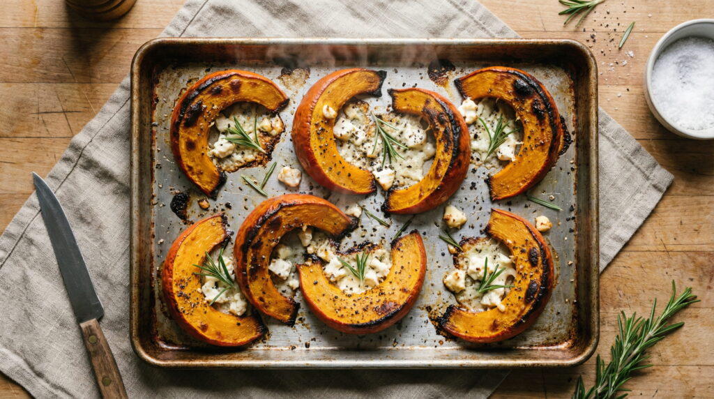 Kürbiszeit: vom Beet in den Ofen, Kürbis im Ofen, Ofengericht