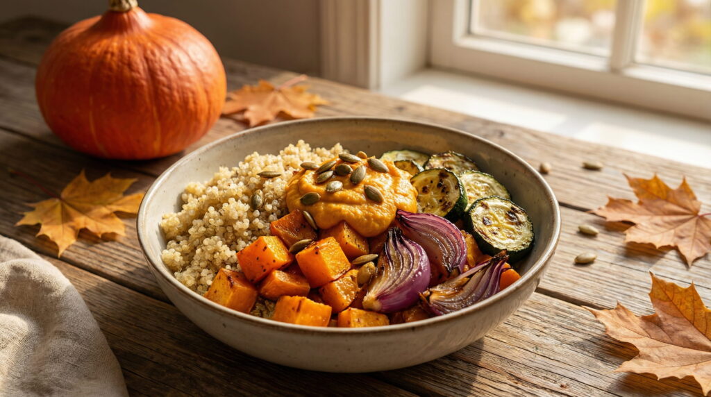 Meal-Prep-Bowl: Kürbis-Quinoa-Mix