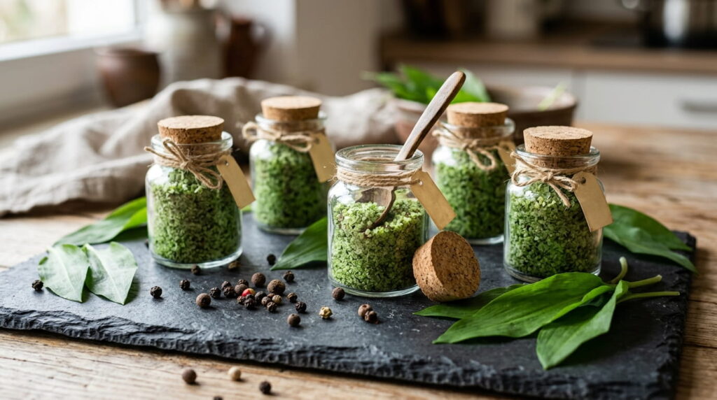 bärlauch rezepte, bärlauch salz, bärlauch salz selber machen, kräutersalz, bärlauch haltbar machen.
