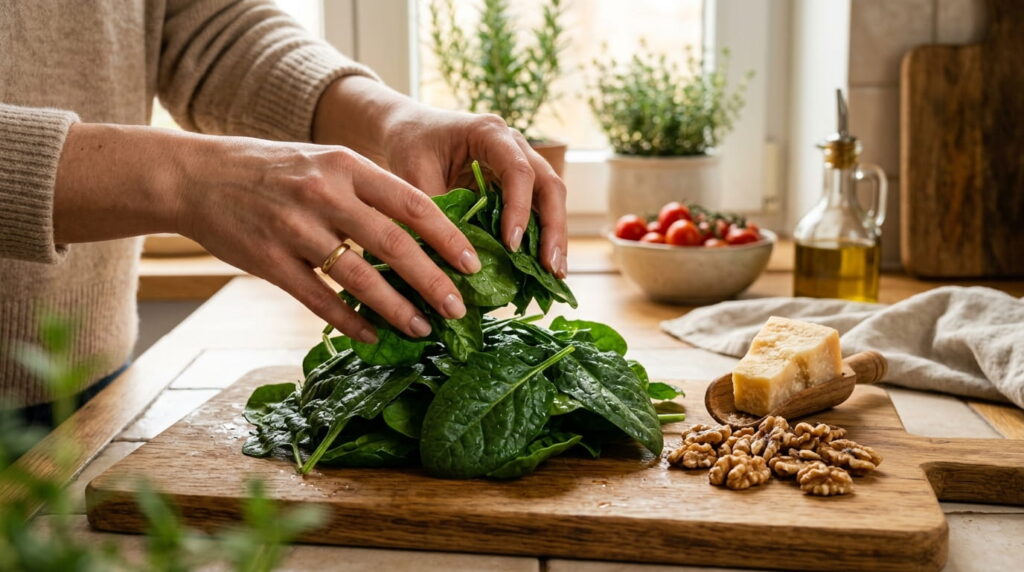 spinat rezepte, spinat pesto, spinat pesto selber machen, spinat pesto nudeln, pesto mit spinat