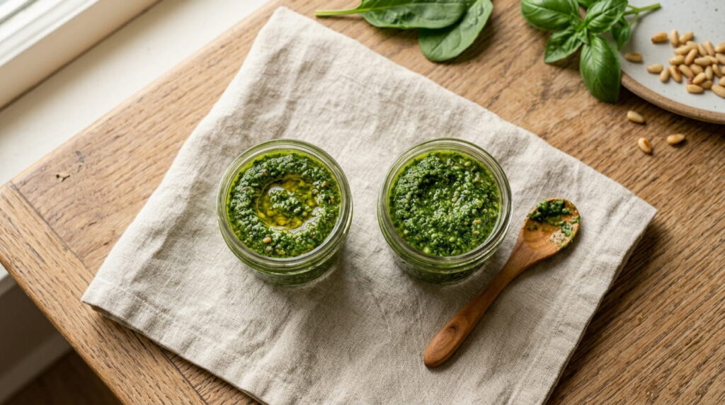 spinat rezepte, spinat pesto, spinat pesto selber machen, spinat pesto nudeln, pesto mit spinat