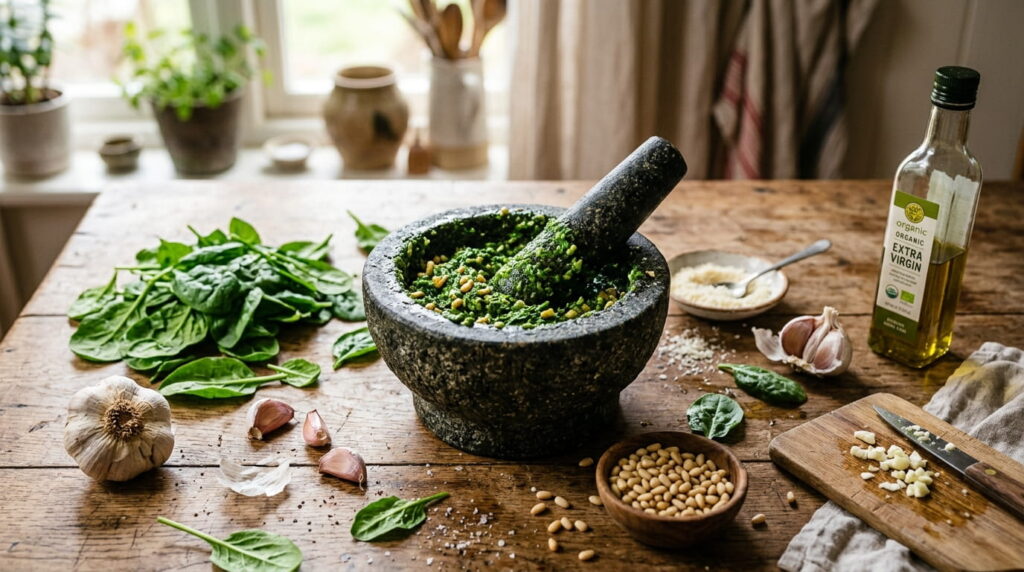 spinat rezepte, spinat pesto, spinat pesto selber machen, spinat pesto nudeln, pesto mit spinat