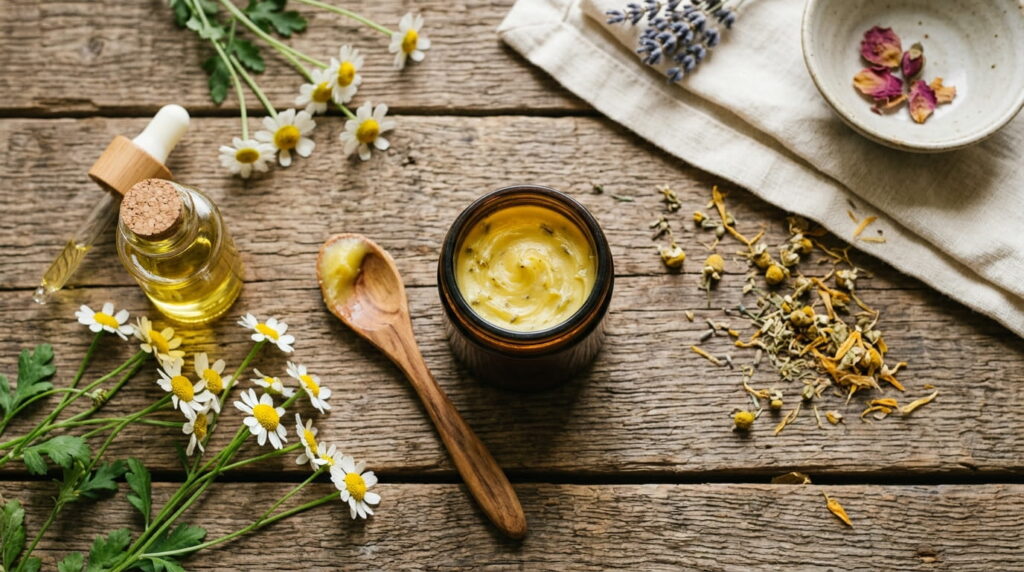 gänseblümchen, gänseblümchen salbe, gänseblümchen salbe selber machen, naturkosmetik, naturkosmetik selber machen, diy naturkosmetik, hautpflege, handcreme, handcreme selber machen, rissige hände, handcreme für rissige hände