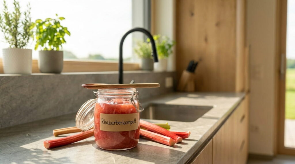 Rhabarberkompott einkochen Rhabarberkompott Rezept Rhabarberkompott haltbar machen Rhabarber einkochen Rhabarberkompott einmachen